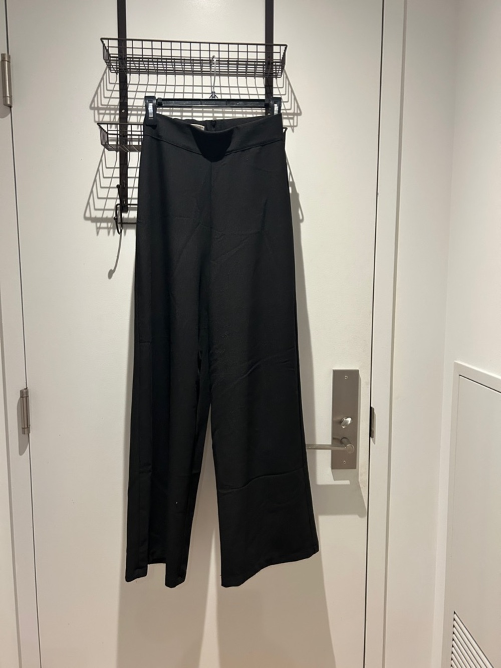 Vintage Italian Pois High-Rise Black Wide-Leg Pants for Women